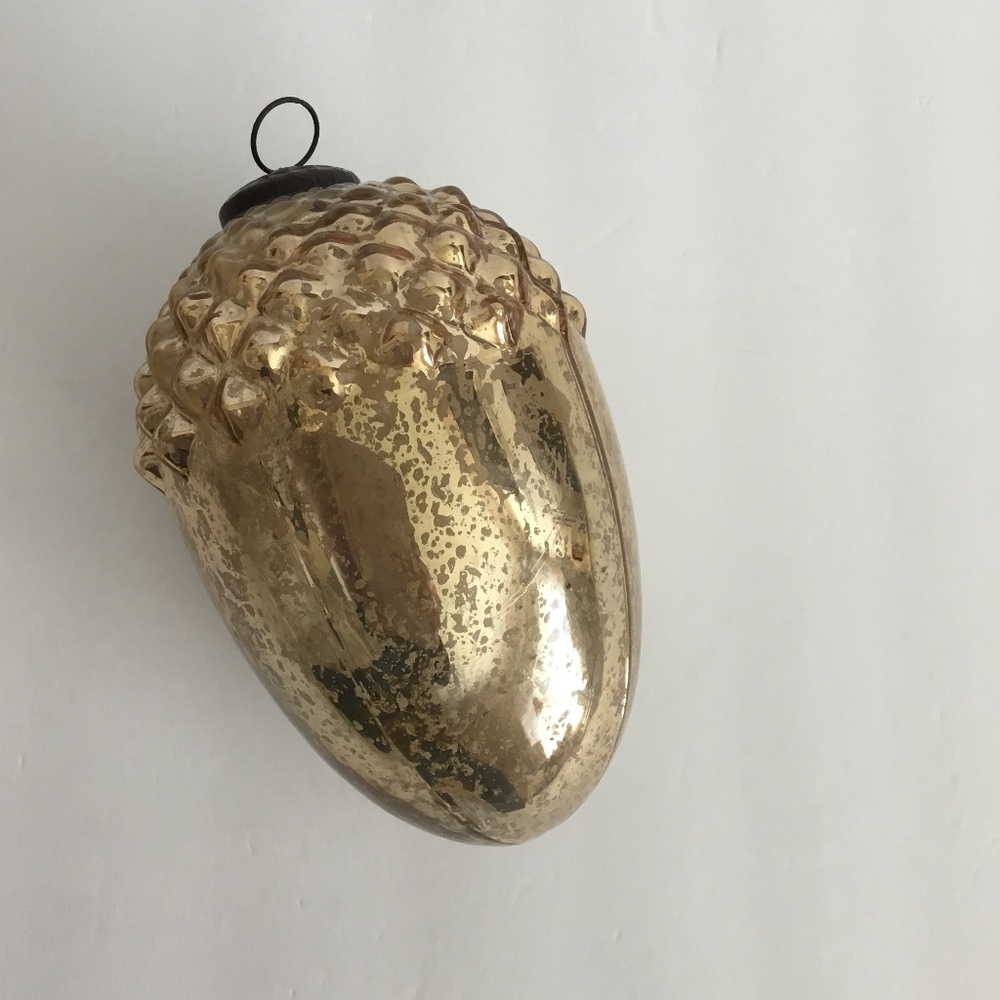 Acorn 9” Kugel Style Mercury Glass Ornament Decor